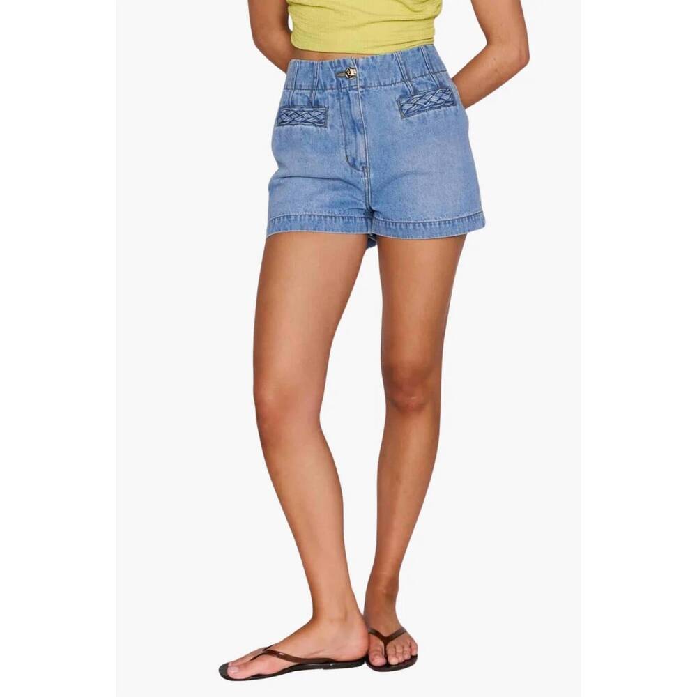 NEW MINKPINK phoebe denim shorts in med wash